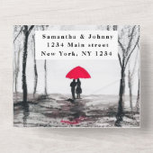 ウィンター素朴ウッドカップル樺の木カントリー オールインワン招待状 (裏面)