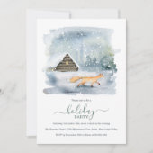 ウィンター素朴ウッドランドクリスマスホリデーパーティー 招待状 (正面)