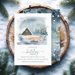 ウィンター素朴ウッドランドクリスマスホリデーパーティー 招待状