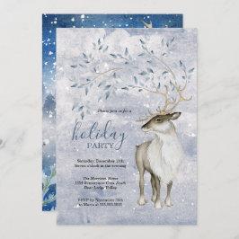 ウィンター素朴ウッドランドディアホリデーパーティー 招待状