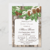 ウィンター素朴ウッドランドパインコーンブライダルシャワー 招待状 (正面)