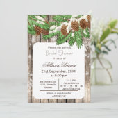 ウィンター素朴ウッドランドパインコーンブライダルシャワー 招待状 (スタンド正面)