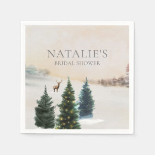 ウィンター素朴ウッドランドブライダルシャワー紙ナプキンス スタンダードカクテルナプキン