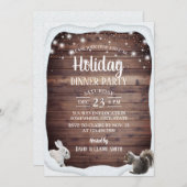 ウィンター素朴ウッドランドホリデーディナーパーティー 招待状 (正面/裏面)