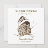 ウィンター素朴ウッドランド |フクロウ樺の木クリスマスカード シーズンカード (正面)
