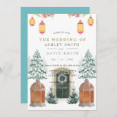 ウィンター素朴キャビンスノーパイン結婚式招待状 招待状 (正面/裏面)