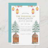 ウィンター素朴キャビンスノーパイン結婚式招待状 招待状 (正面/裏面)