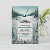 ウィンター素朴キャビン結婚式招待状 招待状 (スタンド正面)