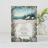 ウィンター素朴キャビン結婚式招待状 招待状 (スタンド正面)