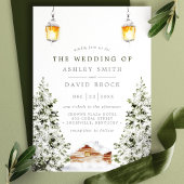 ウィンター素朴キャビン雪パイン結婚ズ 招待状