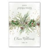 ウィンター素朴グリーングリッター結婚ズ座席表 テーブルナンバー (正面)