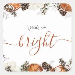 ウィンター素朴シトラス&パインホリデーパーティー スクエアシール