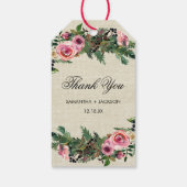 ウィンター素朴バーラップパインバラ結婚ズサンキュー ギフトタグ (裏面)