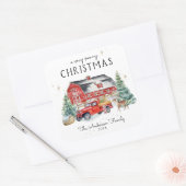 ウィンター素朴バーンヴィンテージレッドファームハウストラック スクエアシール (封筒)