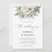 ウィンター素朴ピネコン結婚式招待状 セーブザデート (正面)