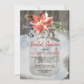 ウィンター素朴フローラバーンウッドブライダルシャワー 招待状 (正面)