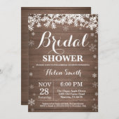 ウィンター素朴ブライダルシャワー雪片招待状 招待状 (正面/裏面)