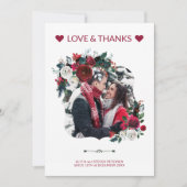 ウィンター素朴ブルゴーニュバラ結婚ズありがとう 招待状 (正面)