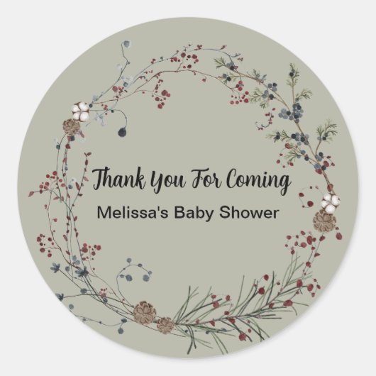 ウィンター素朴ベリーボホワイルドフラワーガーデンズ ラウンドシール (正面)