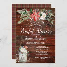 ウィンター素朴ホリデーライトフローラブライダルシャワー 招待状