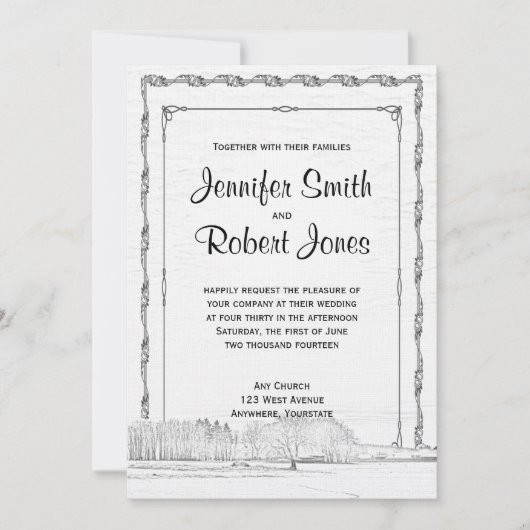 ウィンター素朴ワンダーランド結婚式招待状 招待状 (正面)