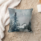 ウィンター至ウッドランドフォレストホワイトホース クッション (ブランケット)