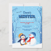 ウィンター誕生日招待状 招待状 (正面)