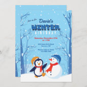 ウィンター誕生日招待状 招待状 (正面/裏面)