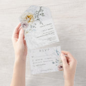 ウィンター霜の降りたパステルフローラディナモダンー オールインワン招待状 (貼ってはがせる)