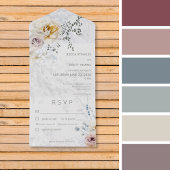 ウィンター霜の降りたパステルフローラディナモダンー オールインワン招待状