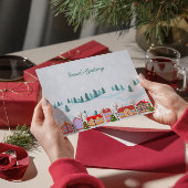 ウィンター魅力的ビレッジホリデーカードパーソナライズされた- カード