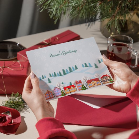 ウィンター魅力的ビレッジホリデーカードパーソナライズされた- カード
