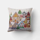 ウィンター魅力的ビレッジ刺繍装飾用クッション クッション (裏面)