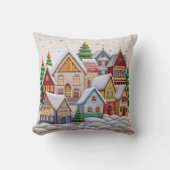 ウィンター魅力的ビレッジ刺繍装飾用クッション クッション (正面)