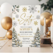 ウィンター60誕生日招待状金ゴールドとシルバー 招待状