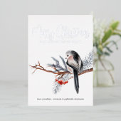 ウィンター ウォーターカラー バード シルバー 箔シーズンカード (立ち正面)