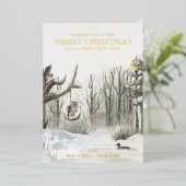 ウィンター ウッドランド ネイチャー ラグジュアリー ゴールド 箔シーズンカード (立ち正面)