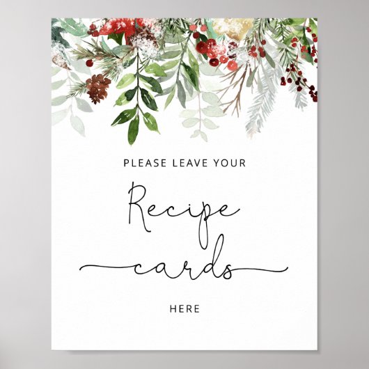 ウィンター エバーグリーン レシピカードをここに置いてください ポスター (正面)