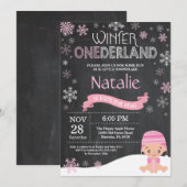 ウィンター·オンダーランド第1誕生日招待状 招待状 (正面/裏面)