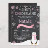 ウィンター·オンダーランド第1誕生日招待状 招待状 (正面/裏面)