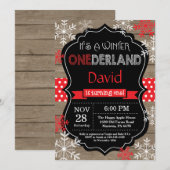 ウィンター・オンダーランド第1誕生日招待状 招待状 (正面/裏面)