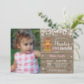 ウィンター・オン素朴ダーランド・ガール1歳の誕生日 招待状 (スタンド正面)