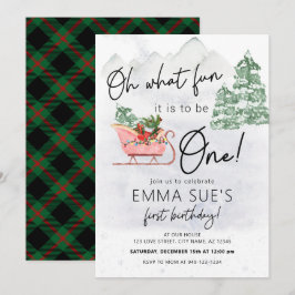 ウィンター オー ワット ファン クリスマス スレイ ファースト バースデー 招待状