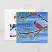 ウィンター カーディナル スクエア クリスマス カード (正面/裏面)