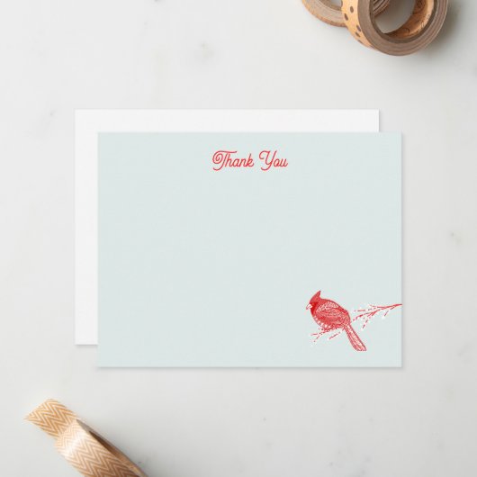ウィンター・カーディナル 感謝のメモカード ノートカード (正面/裏面インサイチュ)