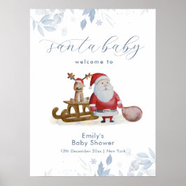 ウィンター クリスマス サンタ ベビーシャワー ウェルカムサイン ポスター
