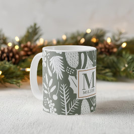 ウィンター クリスマス フロリッジ ファミリーモノグラム グリーン コーヒーマグカップ