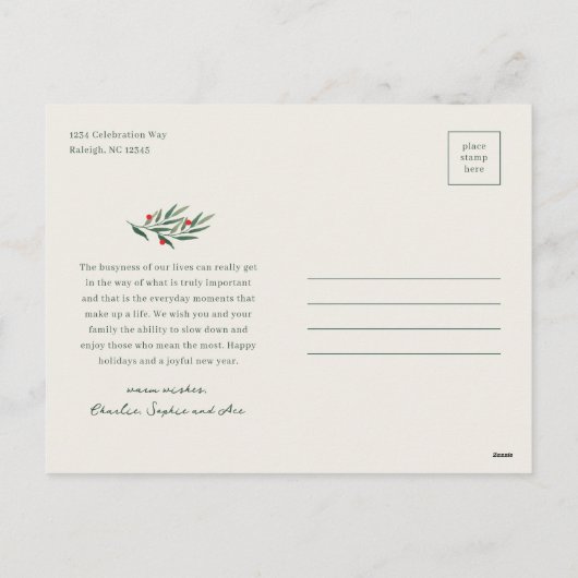 ウィンター グリーン アイボリー フォト クリスマス (裏面)