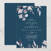 ウィンター グリーン | ブルー カジュアル ウェディング 招待状 (正面/裏面)