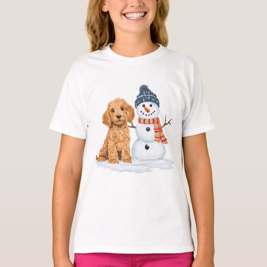 ウィンター・ゴールドンドゥードル・スノーマン Tシャツ (正面)